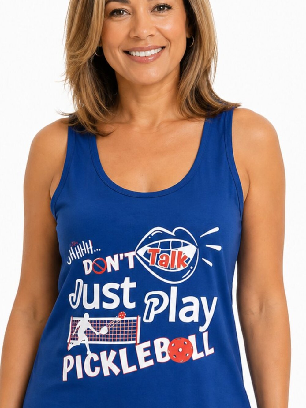 NWT Medium womens cotton blue tank top. Pickleball shirt. Summer Outdoor Sporty
